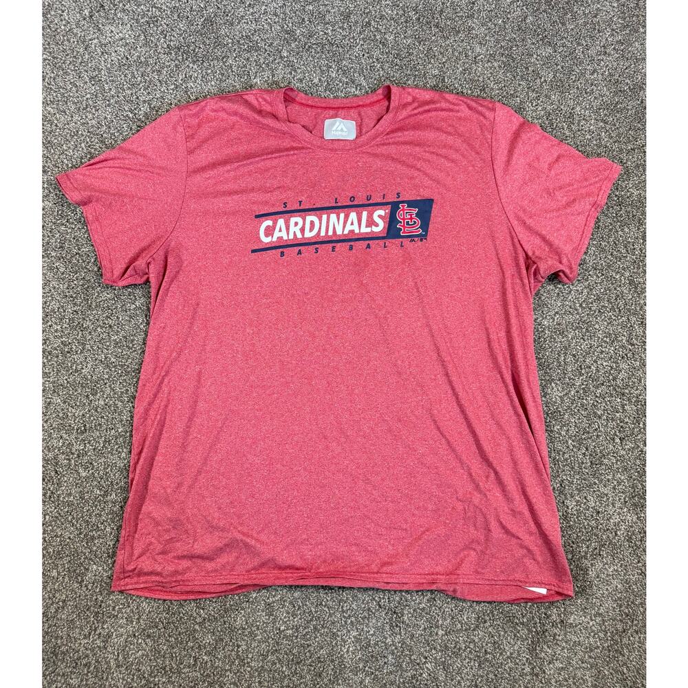 St Louis Cardinals Majestic T Shirt Men 3XL Red Heather MLB Baseball Graphic Tee